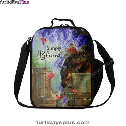 Simply Blessed Dream Horse Red Cardinal Lunchbag Print, Inspirational Lunch Bag, Christian Lunchbag Lunchbag