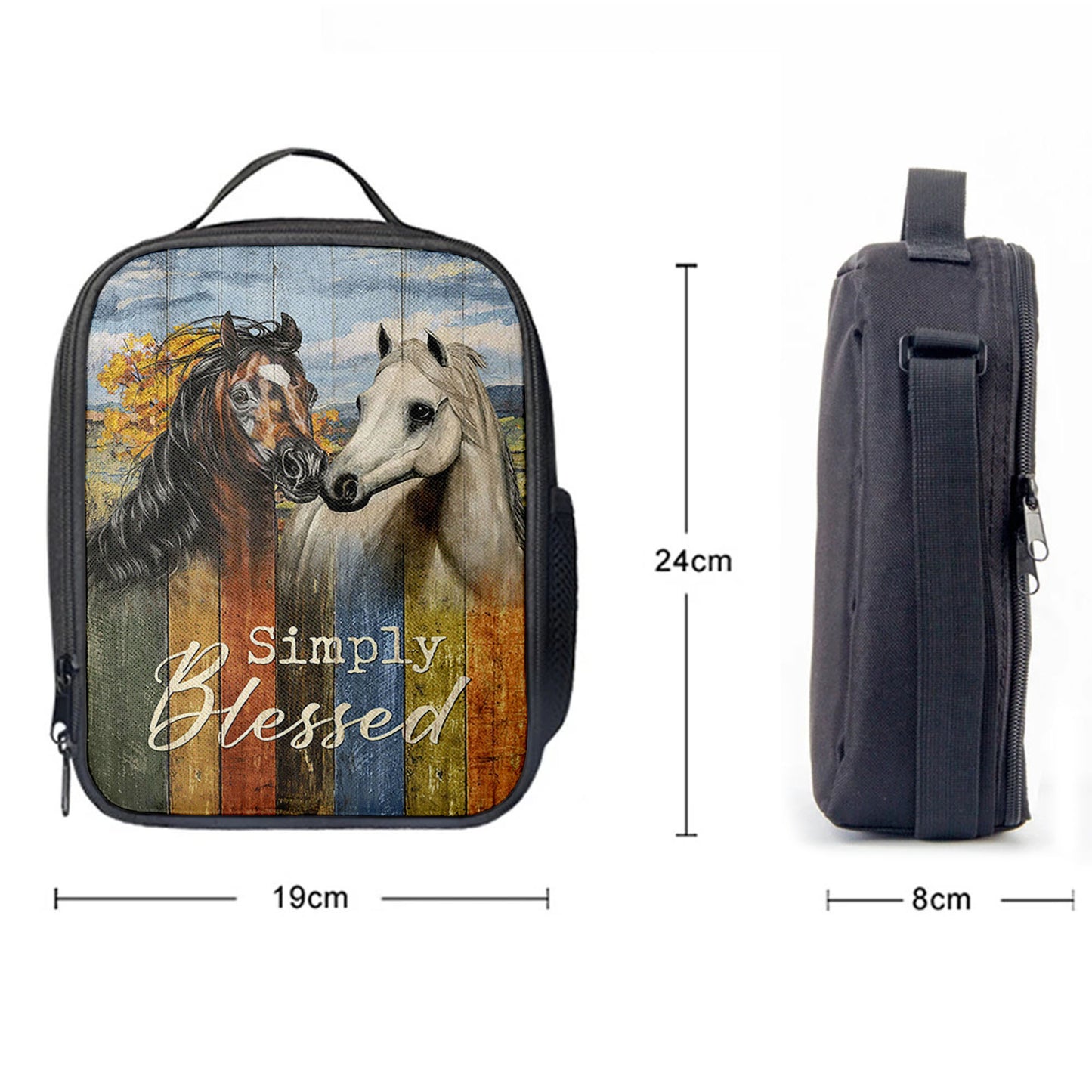 Simply Blessed Horse Couple Lunchbag Print, Inspirational Lunch Bag, Christian Lunchbag Lunchbag