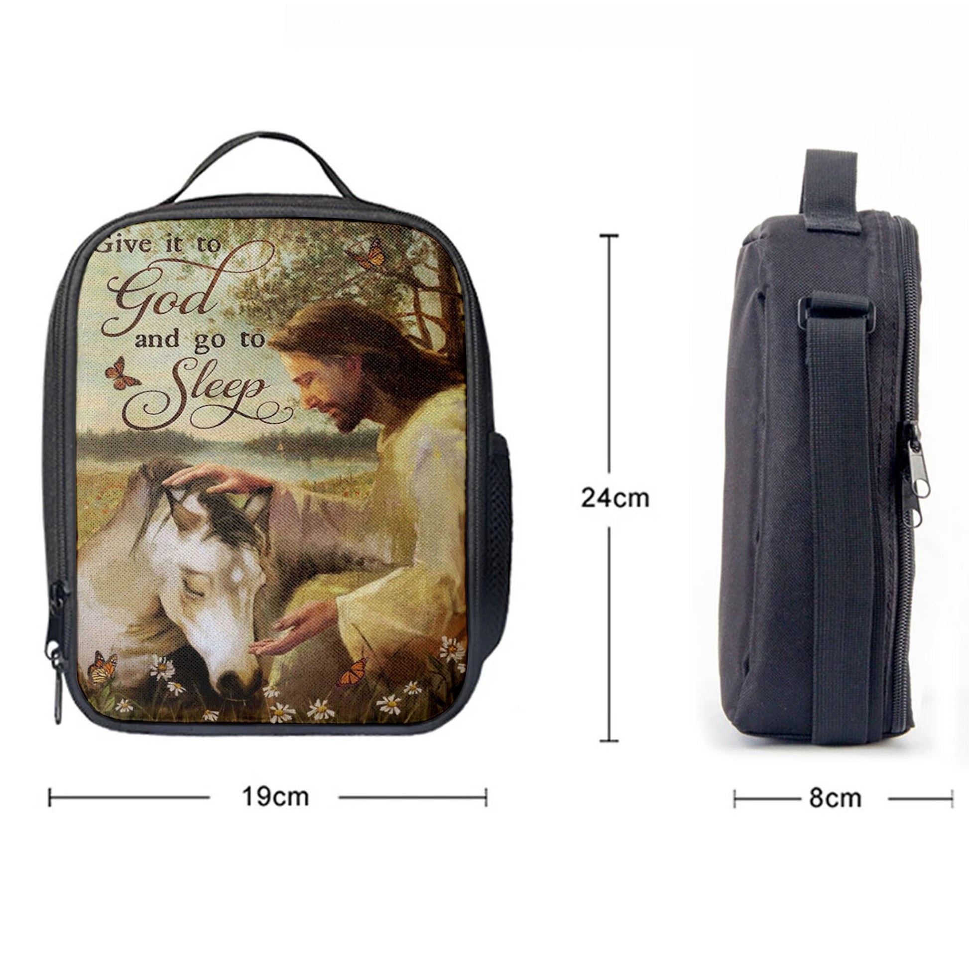 Sleeping Horse And Jesus Lunchbag, Give It To God And Go To Sleep Lunchbag, Jesus Christ Lunch Bag, Christian Lunch Bag