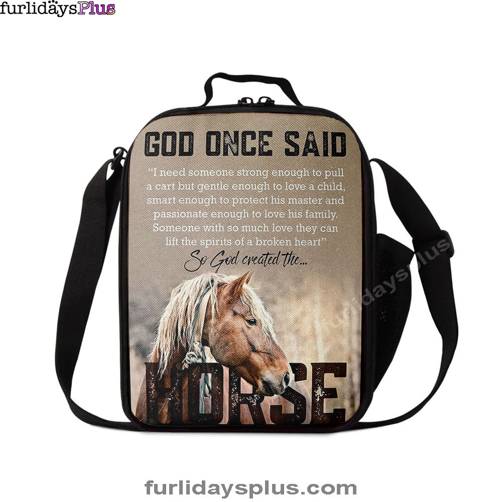 So God Created The Horse Lunchbag, Perfect Gift For Vets & Horse Lovers!, Christian Lunchbag