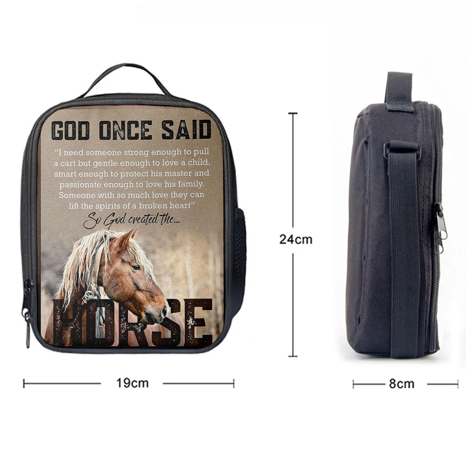 So God Created The Horse Lunchbag, Perfect Gift For Vets & Horse Lovers!, Christian Lunchbag