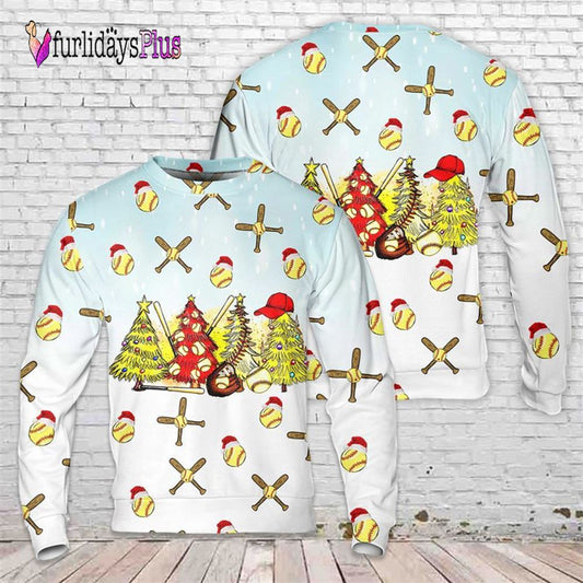 Softball Christmas Trees Ugly Christmas Sweater For Men And Women, Christmas Gift, Christmas Winter Fashion