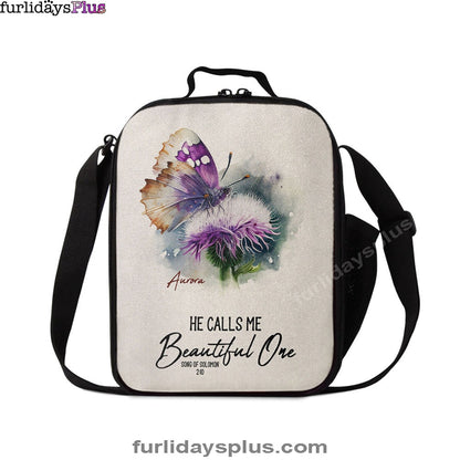 Solomon 10 He Calls Me Beautiful One Personalized Lunchbag, Religious Lunchbag, Bible Lunch Bag