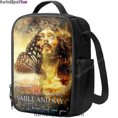 Sometimes I Jusst Look Up Smile And Say Jesus Lunchbag, Jesus Lunch Bag, Christian Lunchbag