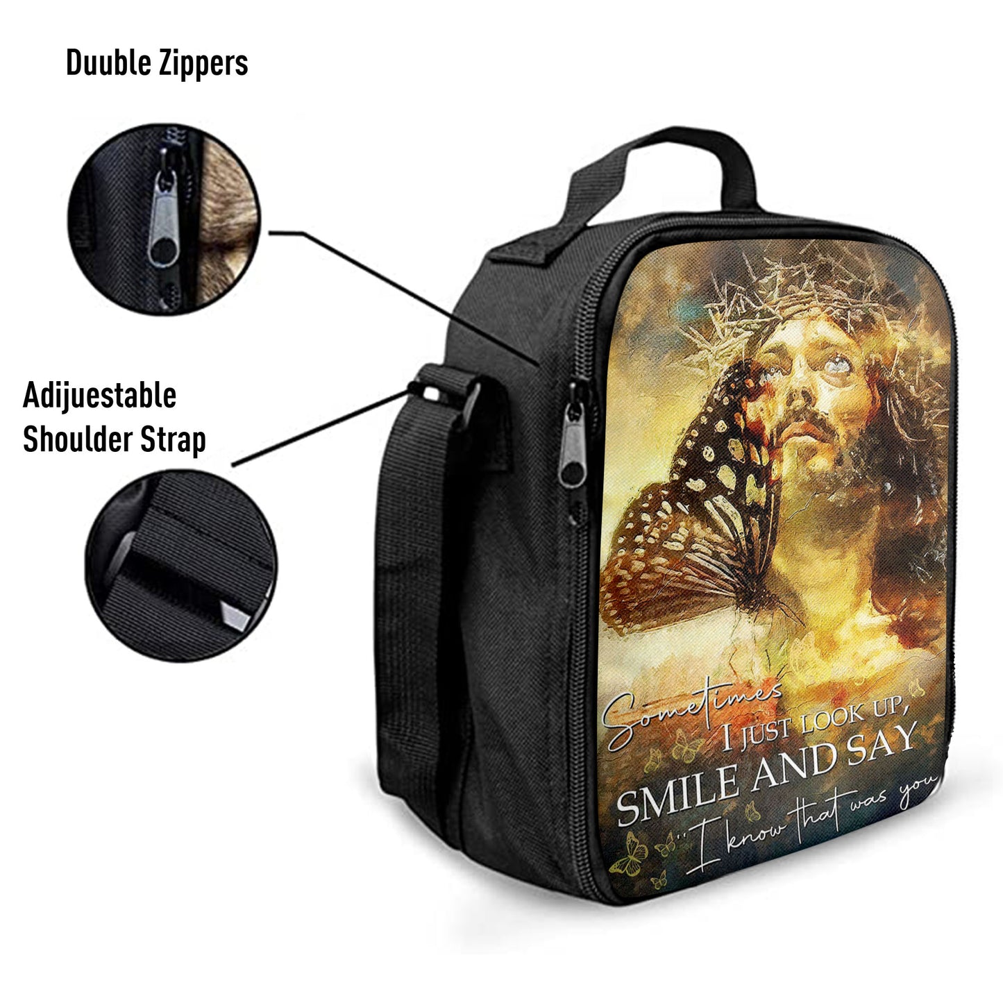 Sometimes I Jusst Look Up Smile And Say Jesus Lunchbag, Jesus Lunch Bag, Christian Lunchbag