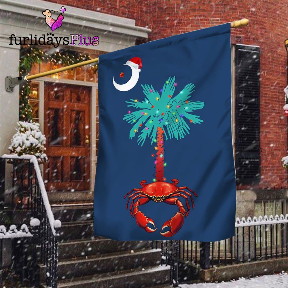 South Carolina Christmas Flag Palm Tree South Carolina Crab Santa Flag