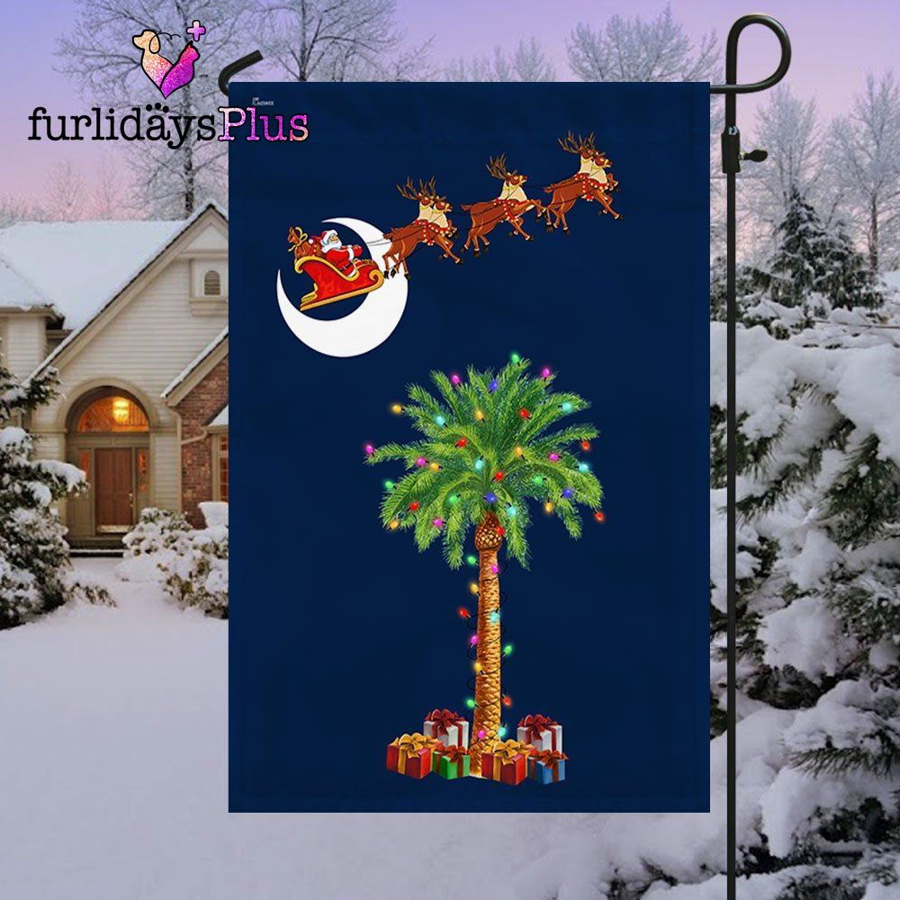 South Carolina Christmas Flag Santa Palmetto Tree