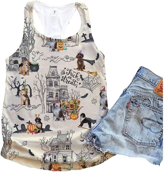 Spanish Water Dog Halloween Town Tank Top - Summer Casual Tank Tops For Women - Gift For Young Adults