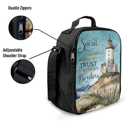Spirit Lead Me Where My Trust Is Without Borders Lighthouse Lunchbag Print, Inspirational Lunch Bag, Christian Lunchbag Lunchbag
