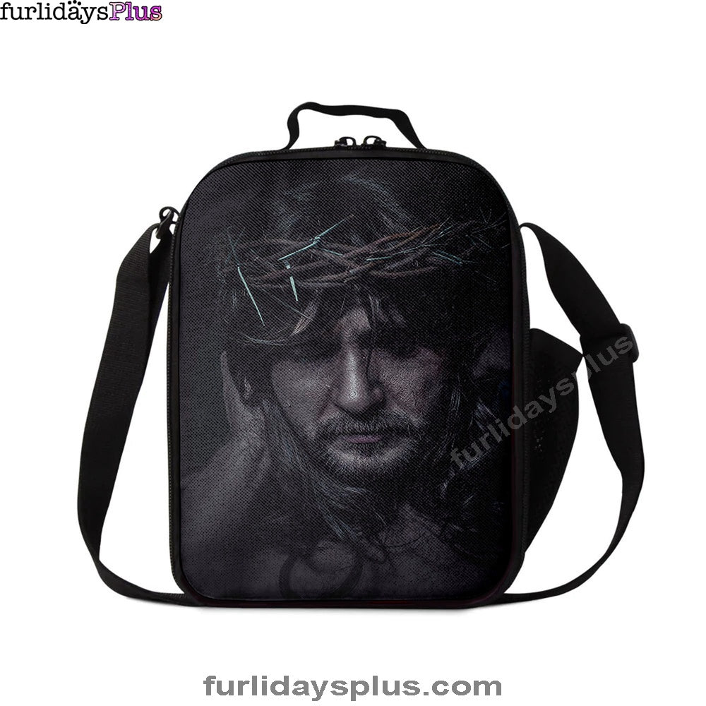 Spiritual Jesus Christ With Crown Of Thorns Lunchbag, Religious Lunch Bag, Christian Lunch Bag