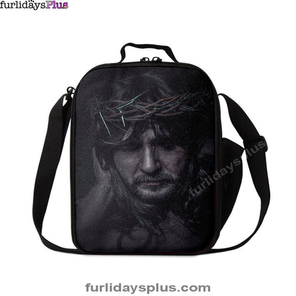 Spiritual Jesus Christ With Crown Of Thorns Lunchbag, Religious Lunch Bag, Christian Lunch Bag