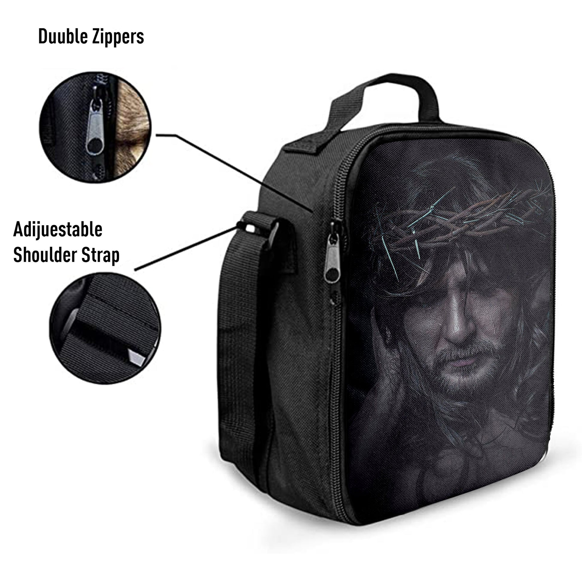 Spiritual Jesus Christ With Crown Of Thorns Lunchbag, Religious Lunch Bag, Christian Lunch Bag
