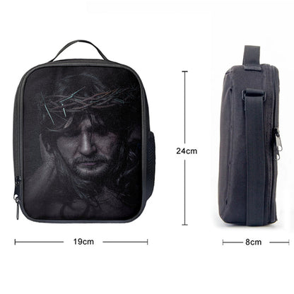 Spiritual Jesus Christ With Crown Of Thorns Lunchbag, Religious Lunch Bag, Christian Lunch Bag