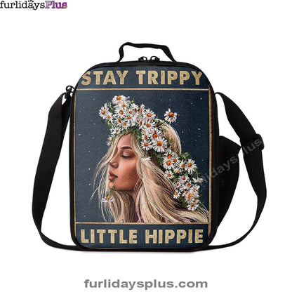 Stay Trippy Little Hippie Daisy Flower Lunchbag, Trippy Lunch Bag