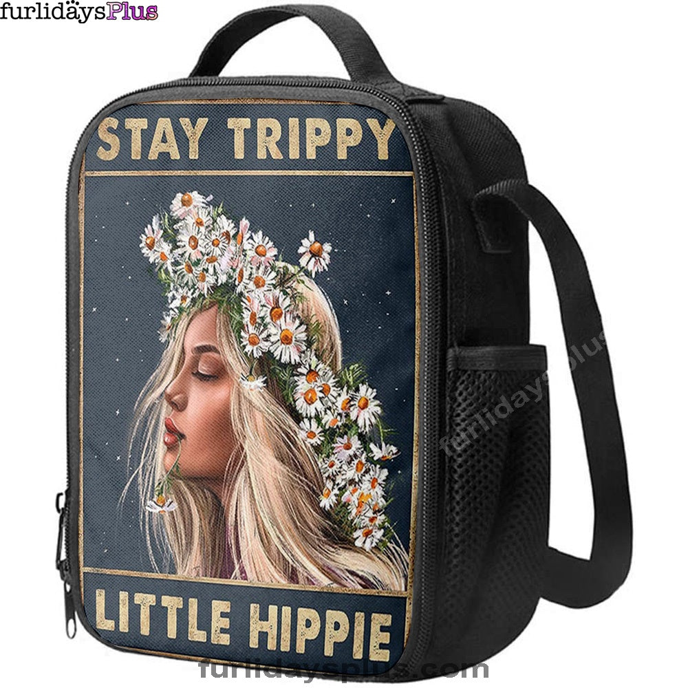 Stay Trippy Little Hippie Daisy Flower Lunchbag, Trippy Lunch Bag