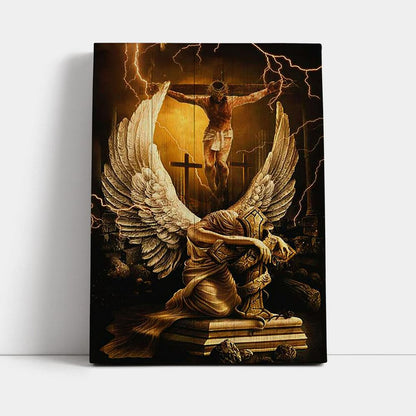 Stunning Angel Wings Jesus On The Cross Canvas Print - Inspirational Canvas Art - Christian Wall Art Home Decor