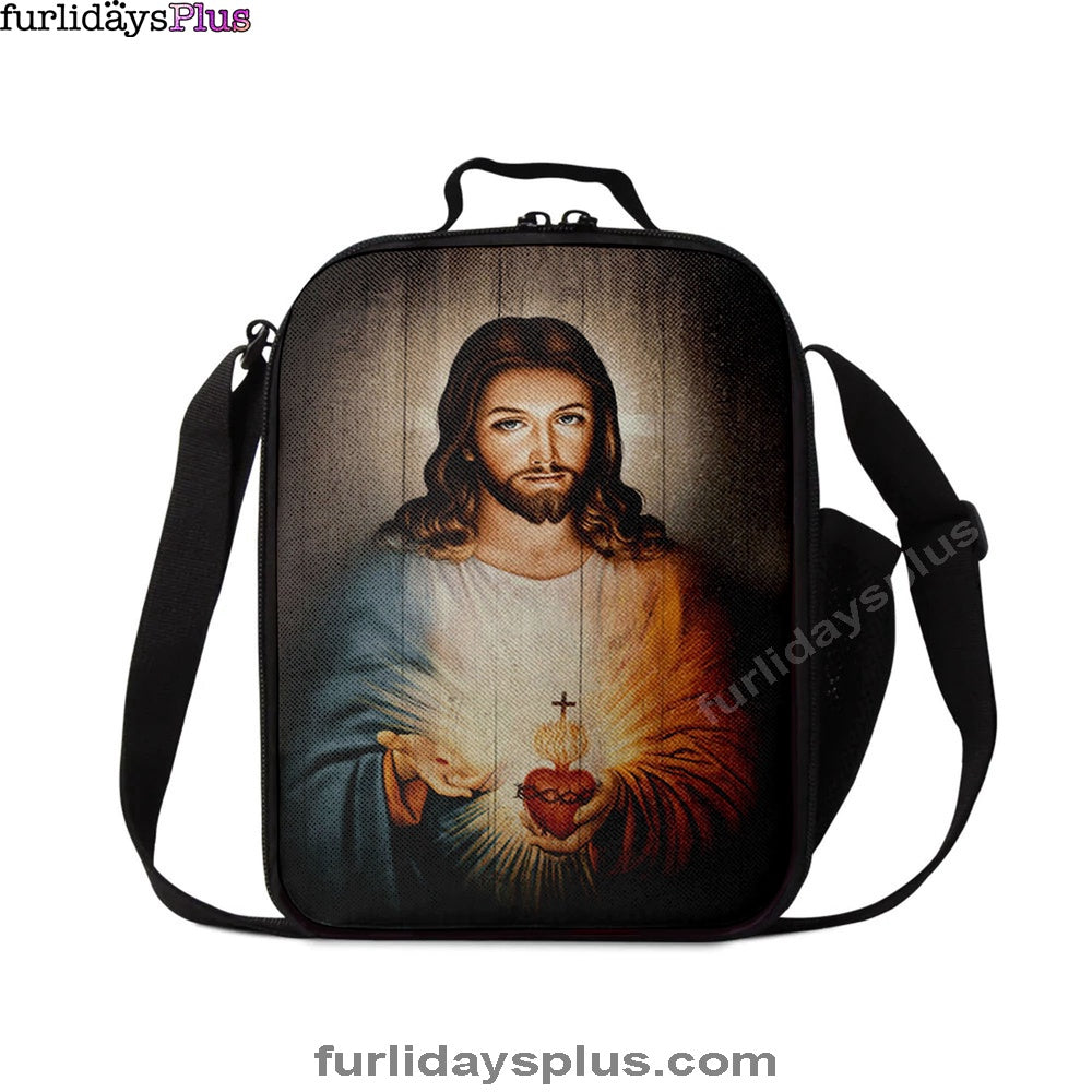 Stunning Heart Walking With Jesus Lunchbag Lunchbag, Christian Lunchbag, Bible Verse Lunch Bag