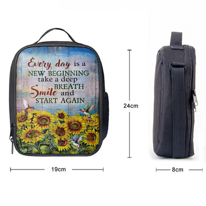 Sunflower Every Day Is A New Beginning Lunch Bag, Christian Art, Bible Verse Lunch Bag