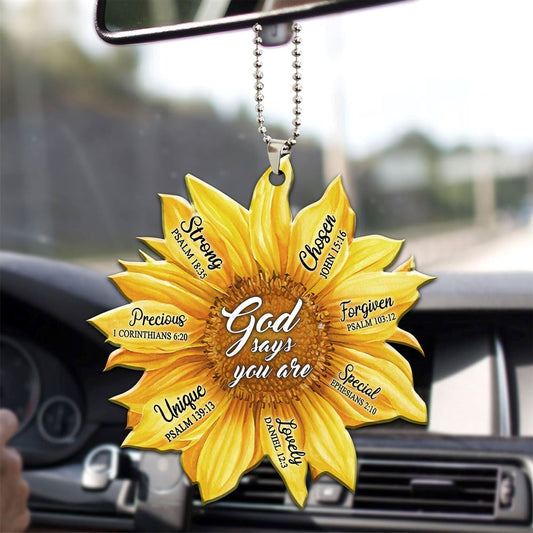 Sunflower God Says You Are Unique Lovely Chosen Christian Jesus Car Christmas Ornament, Christmas Ornaments 2023