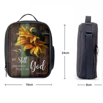 Sunflower Hummingbird Be Still And Know That I Am God Lunch Bag, Christian Art, Bible Verse Lunch Bag