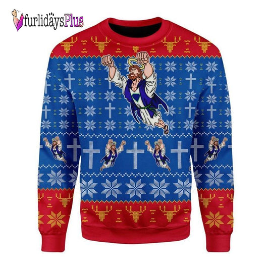 Super Jesus Ugly Christmas Sweater For Men & Women Adult, Christian Sweater, God Gift, Gift For Christian, Jesus Winter Fashion