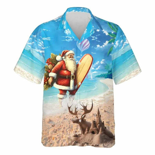 Surfing Santa Hawaiian Shirt For Men Women, Xmas Hawaiian Shirts