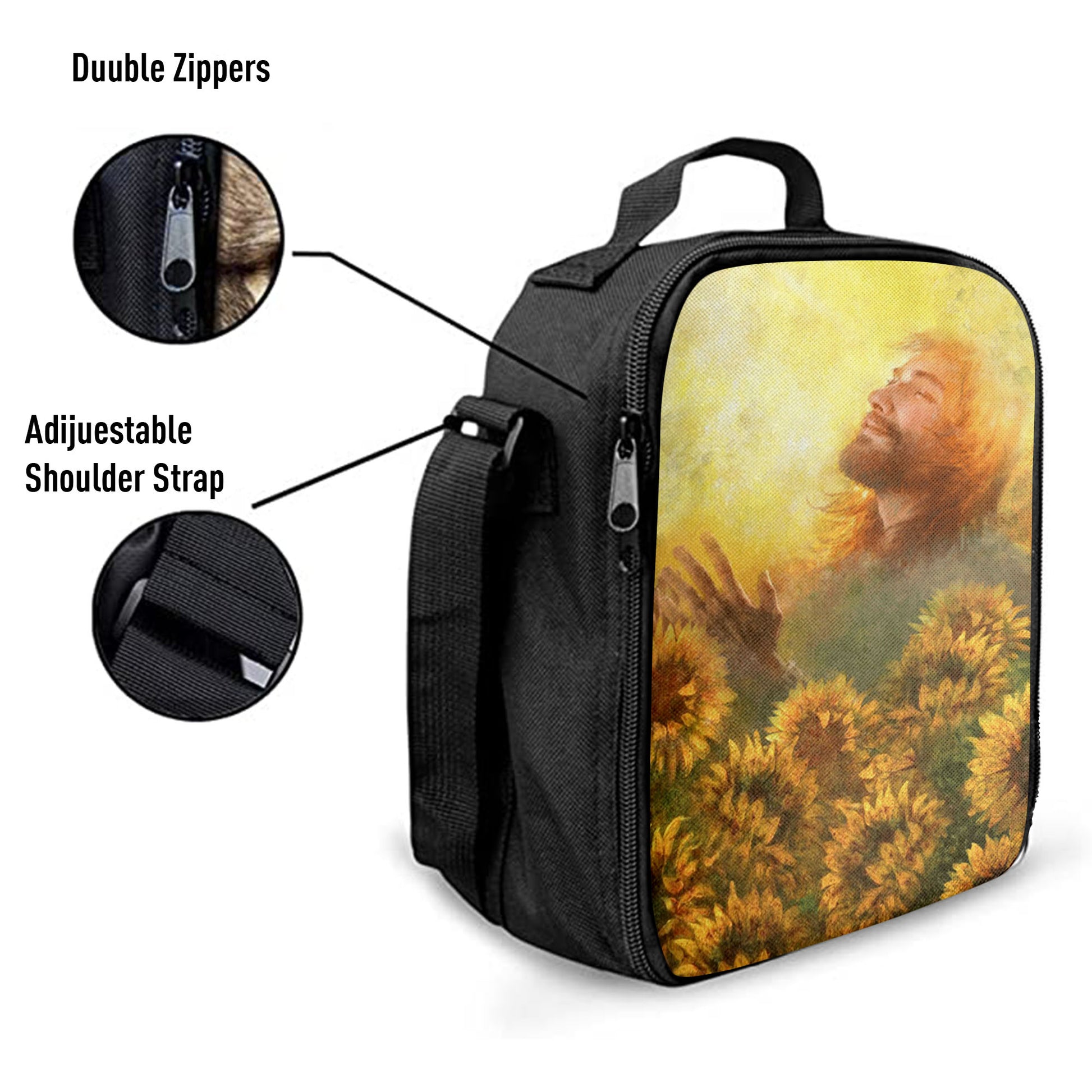 Take A Deep Breath Jesus And Beautiful Sunflower Lunchbag, Jesus Christ Lunch Bag, Christian Lunchbag
