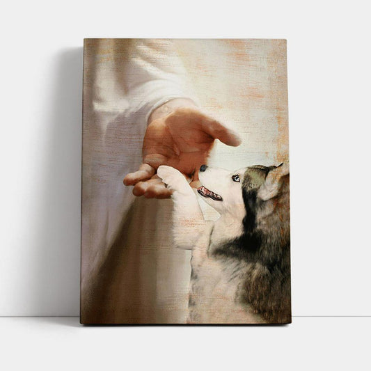 Take My Hand Jesus Siberian Husky Dog Canvas Print - Inspirational Canvas Art - Christian Wall Art Home Decor