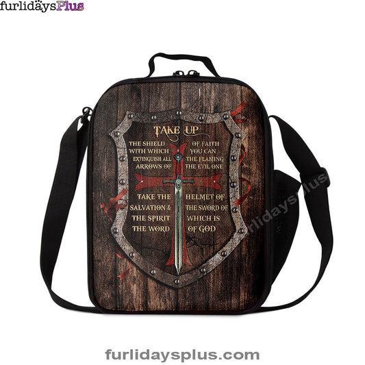 Take Up The Shield Of Faith Shield The Warrior Lunch Bag, Inspirational Lunch Bag, Christian Lunch Bag