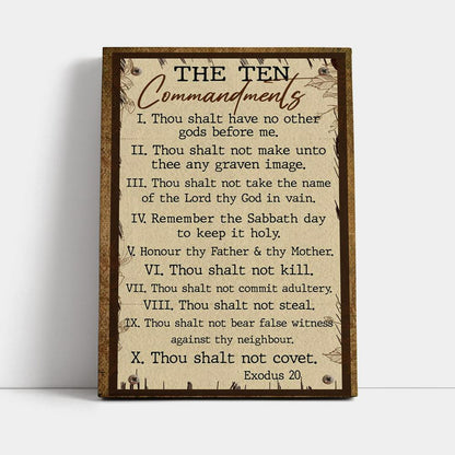 Ten Commandments Canvas Prints - Christian Wall Decor - Jesus Wall Art Home Decor