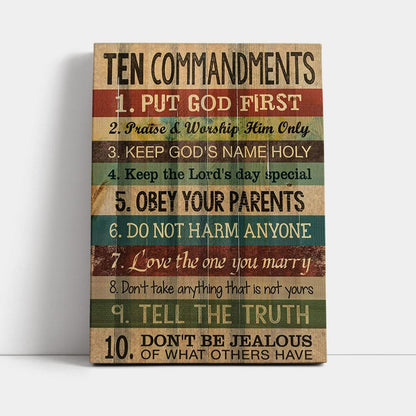 Ten Commandments Canvas Wall Art - Christian Canvas Wall Art Decor
