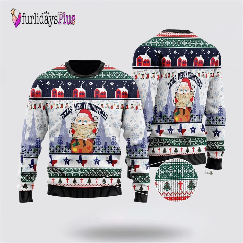 Texas Merry Christmas Jesus Santa Claus Ugly Christmas Sweater For Men And Women, Christmas Gift, Christmas Winter Fashion