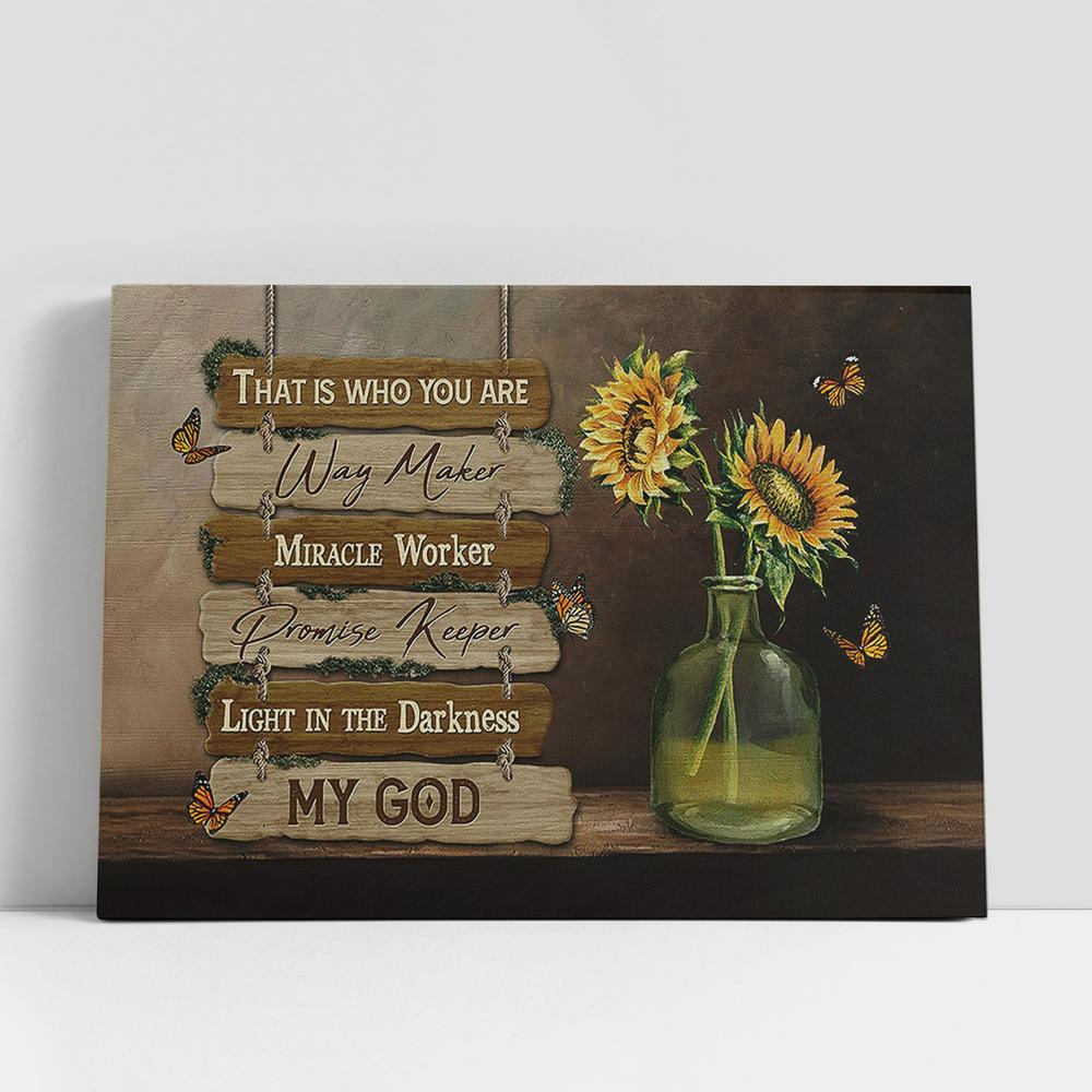 That Is Who You Are Sunflower Monarch Butterfly Canvas Art, Christian Gifts Wall Art Decor, Bible Verse Canvas