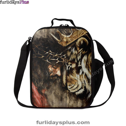 The Combination Of Jesus And Lion Lunchbag, Jesus Christ Lunch Bag, Christian Lunchbag
