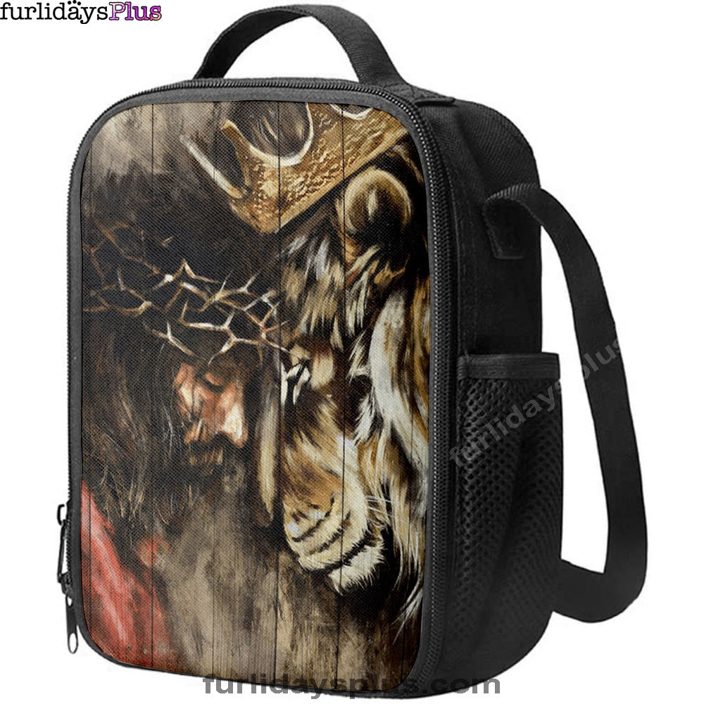 The Combination Of Jesus And Lion Lunchbag, Jesus Christ Lunch Bag, Christian Lunchbag