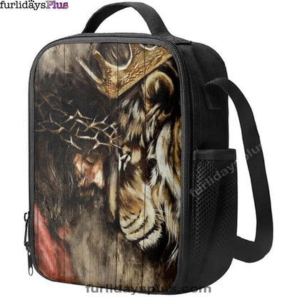 The Combination Of Jesus And Lion Lunchbag, Jesus Christ Lunch Bag, Christian Lunchbag