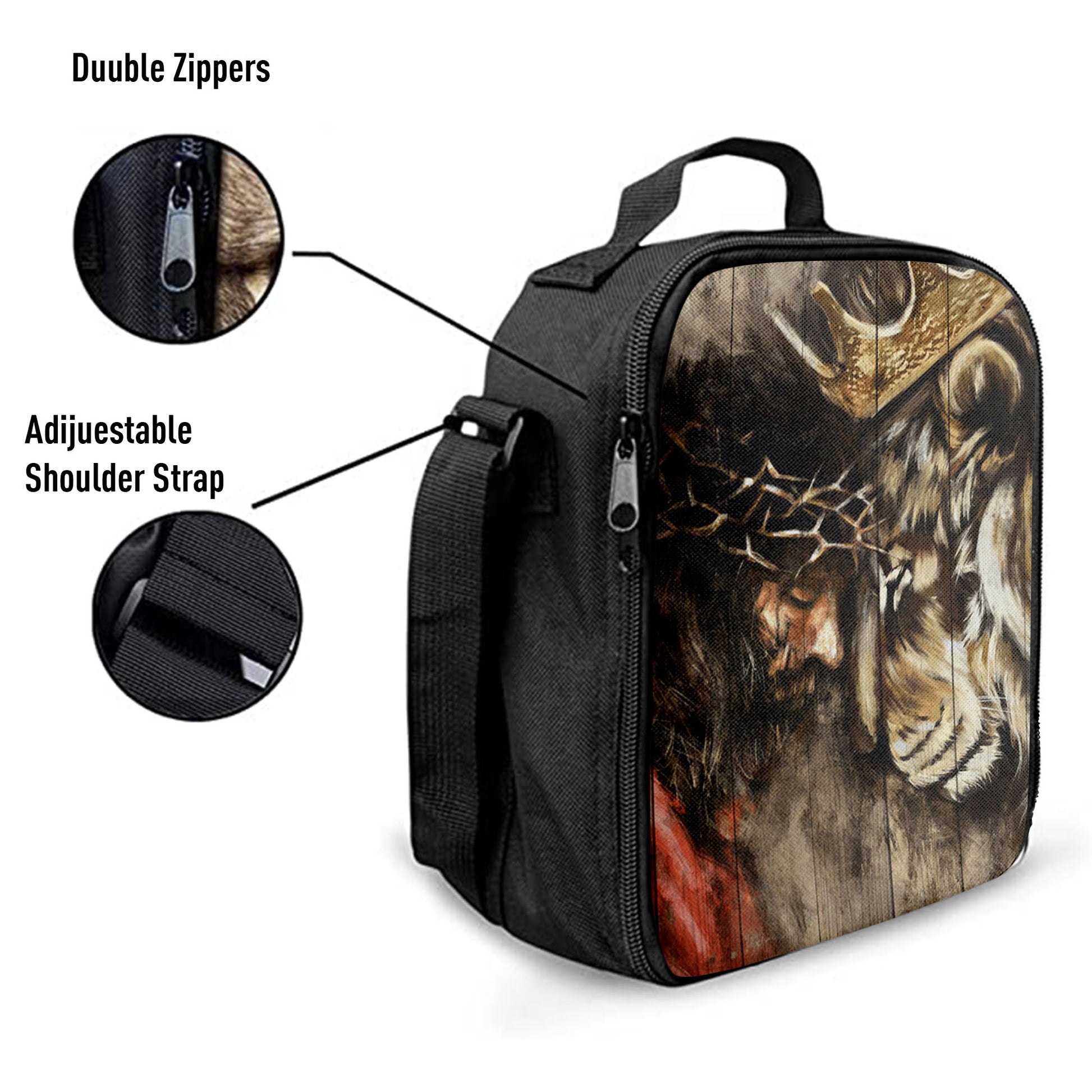 The Combination Of Jesus And Lion Lunchbag, Jesus Christ Lunch Bag, Christian Lunchbag