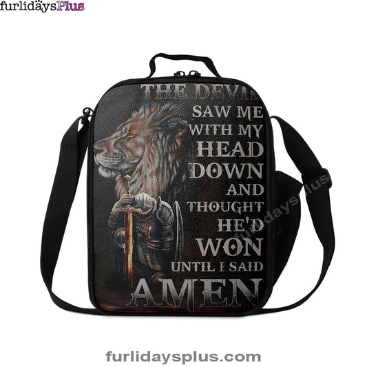 The Devil Saw Me With My Head Down Lunchbag, Warrior And Lion Lunchbag Lunch Bag, Christian Lunchbag