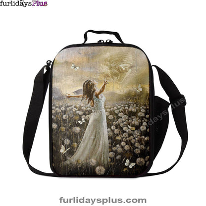 The Hand Of God Beautiful Girl Dandelion Field Lunch Bag, Christian Art, Bible Verse Lunch Bag
