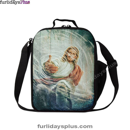 The Hand Of God Lunchbag, Take His Hand Through The Water Lunch Bag, Christian Art, Bible Verse Lunch Bag