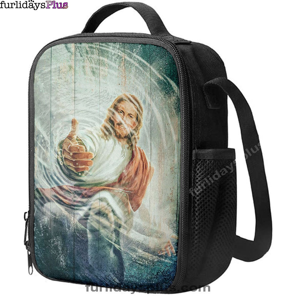 The Hand Of God Lunchbag, Take His Hand Through The Water Lunch Bag, Christian Art, Bible Verse Lunch Bag