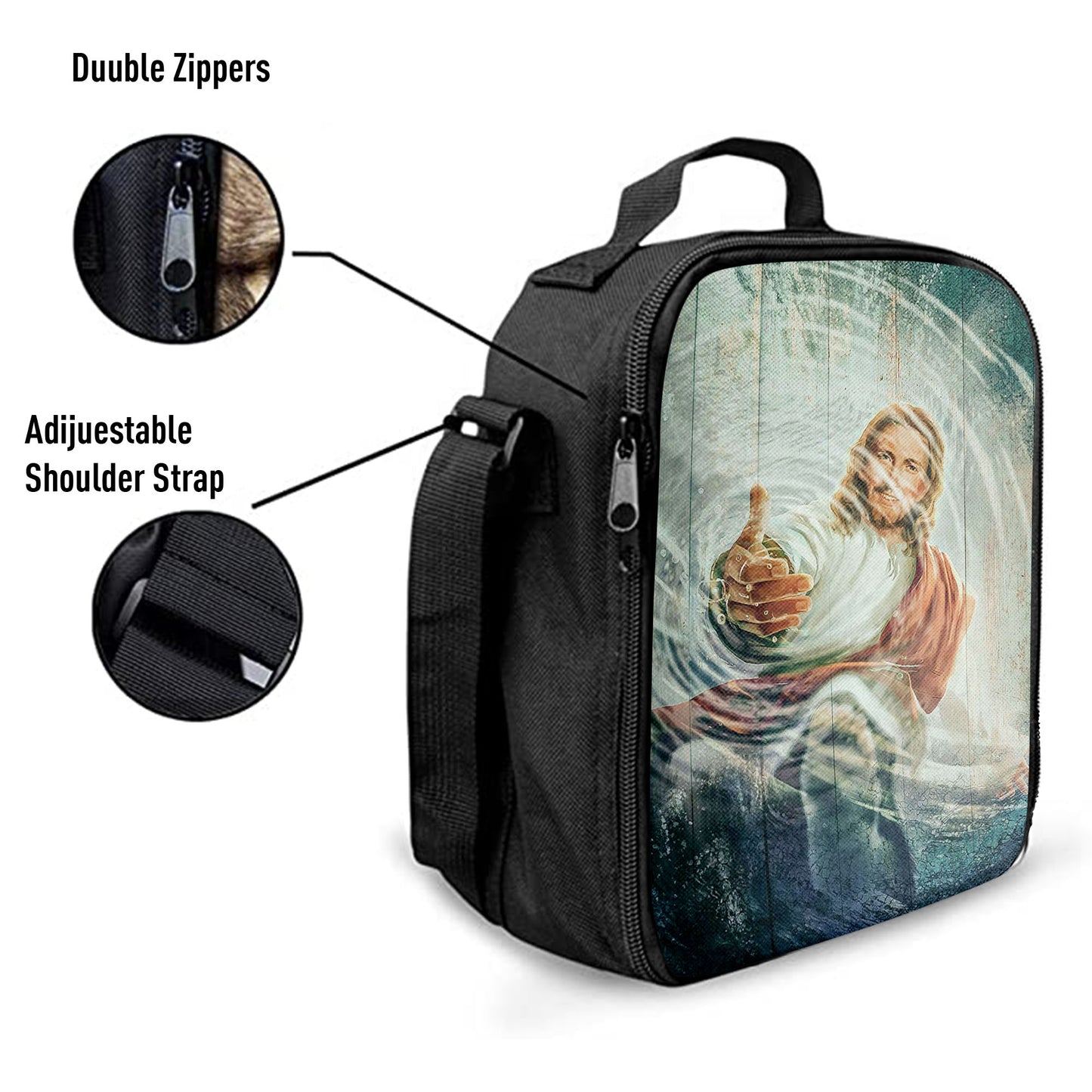 The Hand Of God Lunchbag, Take His Hand Through The Water Lunch Bag, Christian Art, Bible Verse Lunch Bag