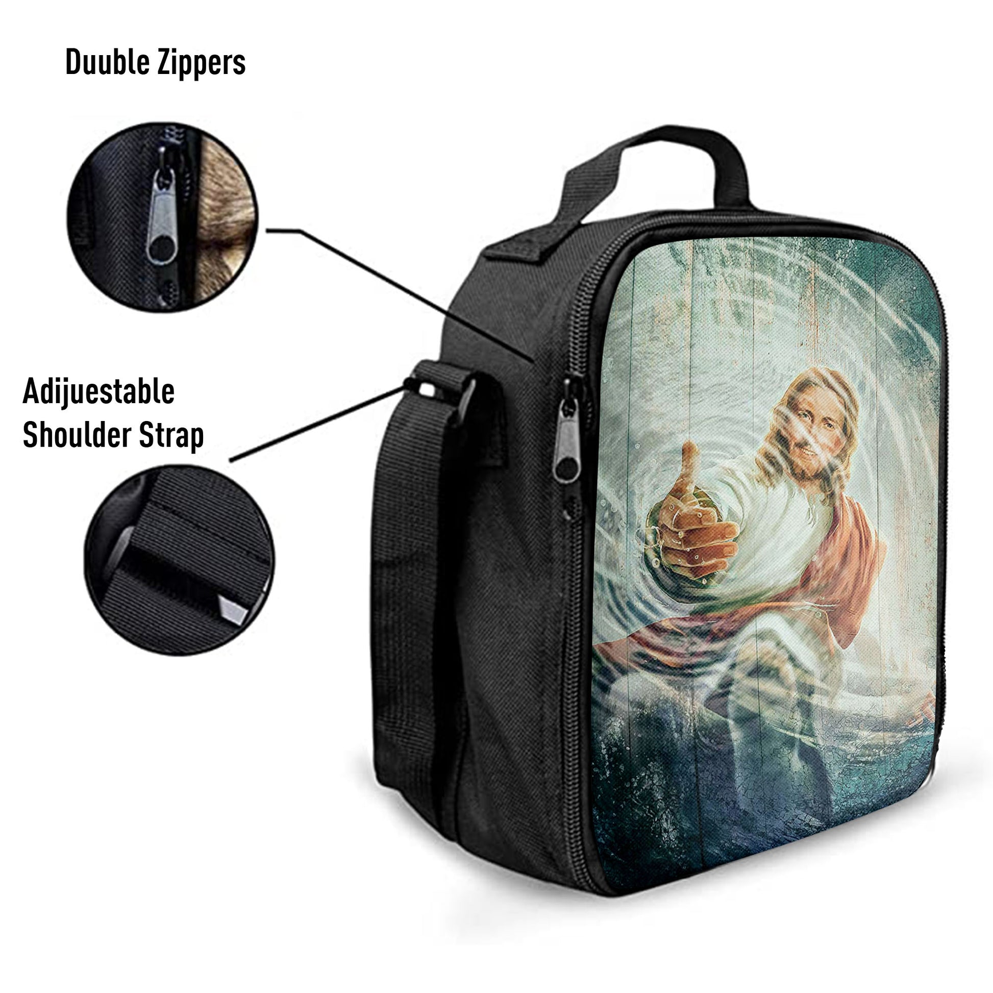 The Hand Of God Lunchbag, Take His Hand Through The Water Lunch Bag, Christian Art, Bible Verse Lunch Bag