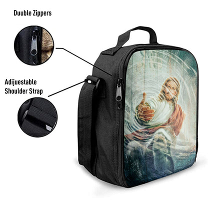 The Hand Of God Lunchbag, Take His Hand Through The Water Lunch Bag, Christian Art, Bible Verse Lunch Bag