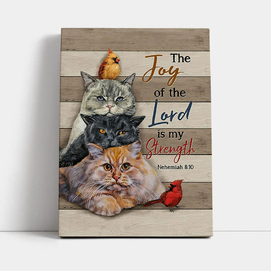 The Joy Of The Lord Is My Strength Canvas - Angry Cat Cardinal Painting Canvas Wall Art - Christian Canvas Prints