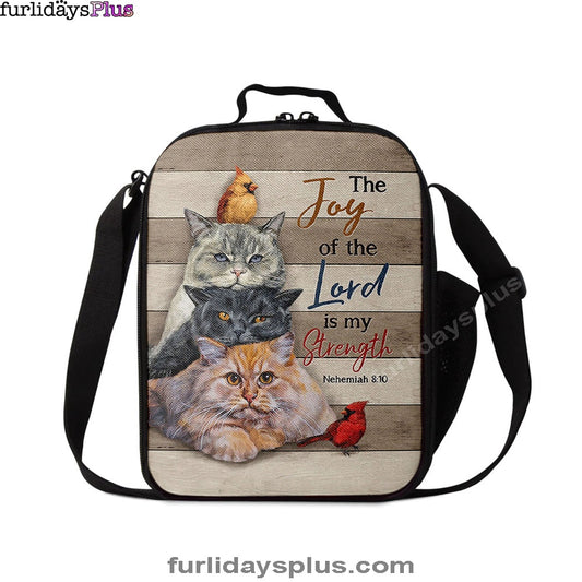 The Joy Of The Lord Is My Strength Lunchbag, Angry Cat Cardinal Painting Lunchbag Lunch Bag, Christian Lunchbag
