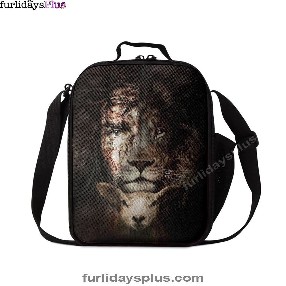 The King Lion And The Lamb Lunchbag, Lion Lunch Bag, Christian Inspirational Lunchbag
