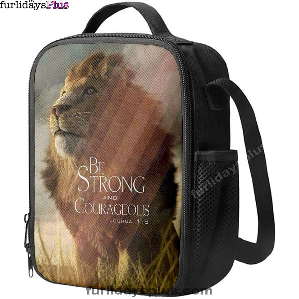 The King Lion Be Strong And Courageous Lunchbag, Lion Lunch Bag, Christian Inspirational Lunchbag