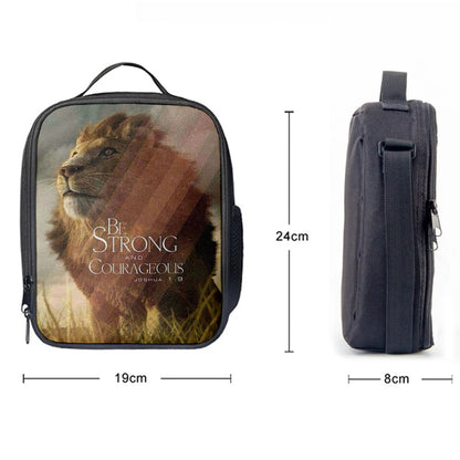 The King Lion Be Strong And Courageous Lunchbag, Lion Lunch Bag, Christian Inspirational Lunchbag
