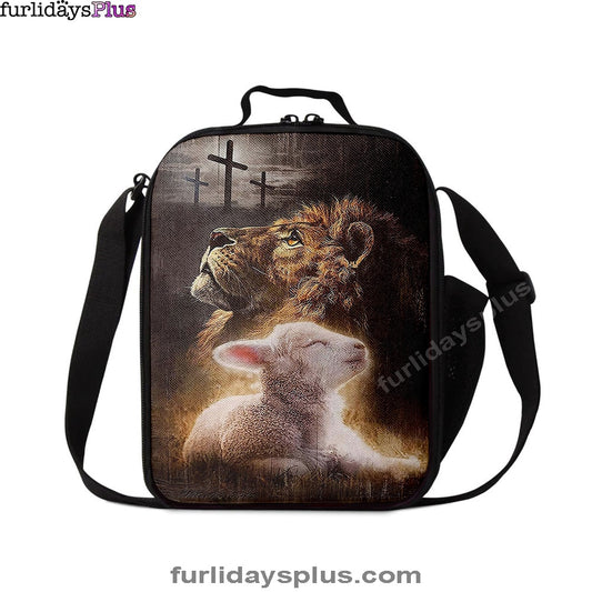 The King Lion Lamb Cross Lunchbag, Lion Lunch Bag, Christian Inspirational Lunchbag